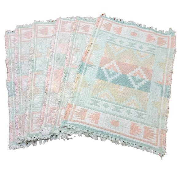 Unbranded Dining Six Reversible Southwestern Nubby Woven Placemats